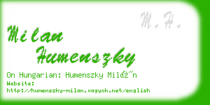 milan humenszky business card